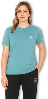 ULTIMATE GOAL Solid Women Round Neck Green T-Shirt