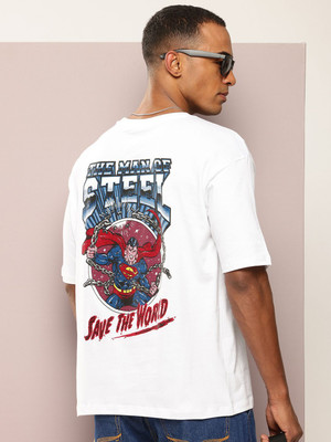 Kook N Keech Superman Printed Men Round Neck White T-Shirt