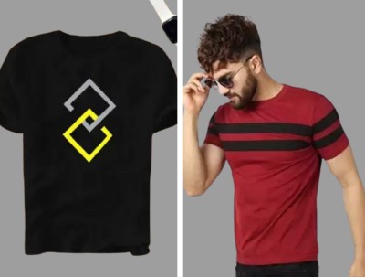 AR 9 Graphic Print Men Round Neck Black, Maroon T-Shirt