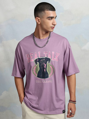 HIGHLANDER Printed Men Round Neck Purple T-Shirt