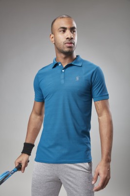 ASTRIKE SPORTS Solid Men Polo Neck Light Blue T-Shirt