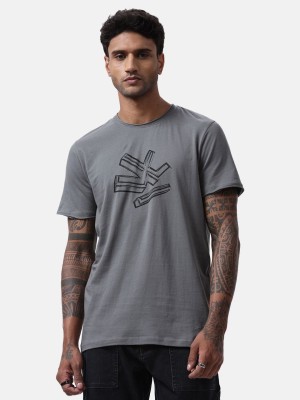 WROGN Printed Men Round Neck Grey T-Shirt