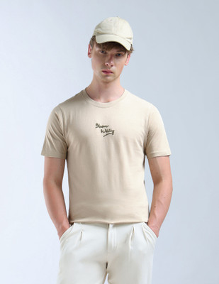 FLYING MACHINE Graphic Print Men Round Neck Beige T-Shirt