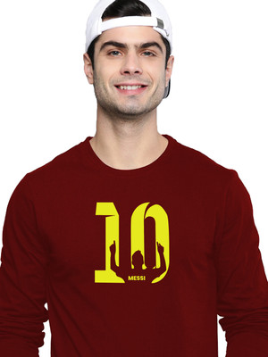 OrrganicChics Printed Men Round Neck Maroon T-Shirt