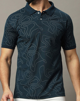 Hushbucks Printed Men Polo Neck Dark Green T-Shirt