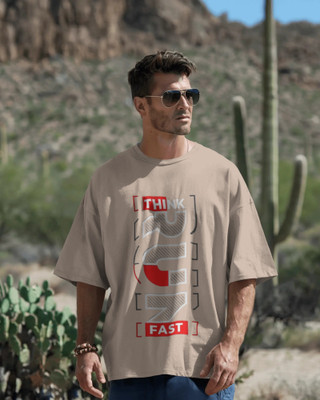 silver moon clothing Graphic Print, Typography Men Round Neck Beige T-Shirt