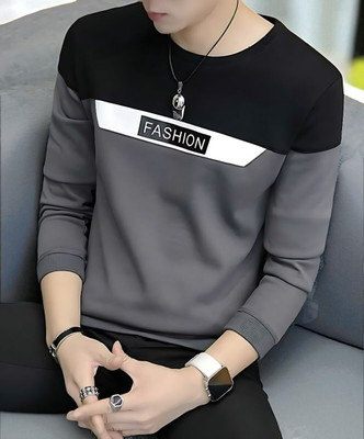 Autna Printed Men Round Neck Grey T-Shirt