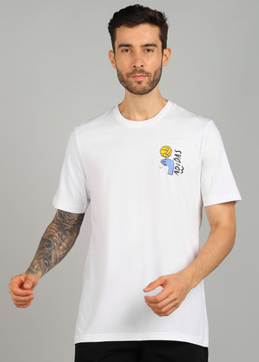 ADIDAS Graphic Print Men Round Neck White T-Shirt