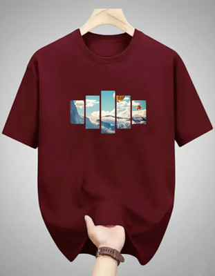 Magneto Printed Men Round Neck Maroon T-Shirt