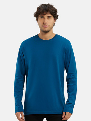 JOCKEY Solid Men Round Neck Blue T-Shirt