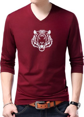 Tayur Typography Men V Neck Maroon T-Shirt