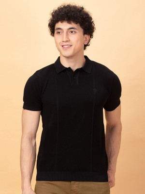 BEING HUMAN Solid Men Polo Neck Black T-Shirt