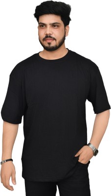 EVERLY Solid Men Round Neck Black T-Shirt