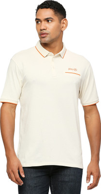 playR Solid Men Polo Neck White T-Shirt