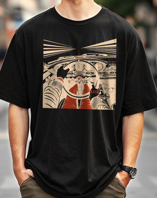 AUSK Graphic Print Men Round Neck Black T-Shirt