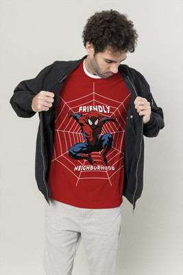 TheLyra Superhero Men Round Neck Red T-Shirt