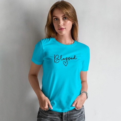 Trendtee Typography Women Round Neck Blue T-Shirt