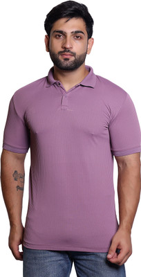 TREADMEN Solid Men Polo Neck Purple T-Shirt