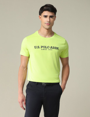 U.S. POLO ASSN. Printed Men Round Neck Green T-Shirt