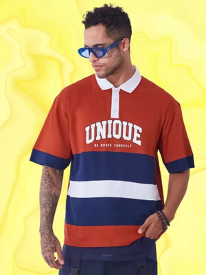 MANIAC Printed Men Polo Neck Red T-Shirt