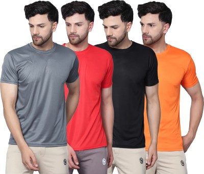 Garmin Solid Men Round Neck Multicolor T-Shirt