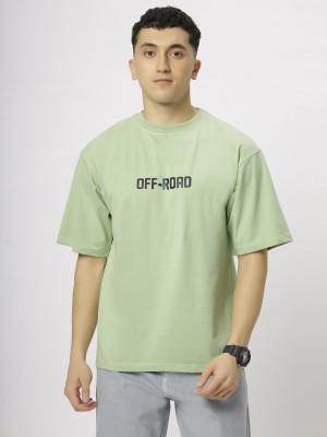 N AND J Printed Men Round Neck Light Green T-Shirt