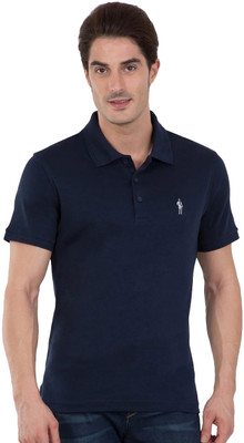 JOCKEY Self Design Men Polo Neck Dark Blue T-Shirt