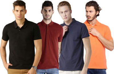 asar Solid Men Polo Neck Multicolor T-Shirt