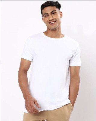 GUPTA TRANDZ Solid Men Round Neck Reversible White T-Shirt