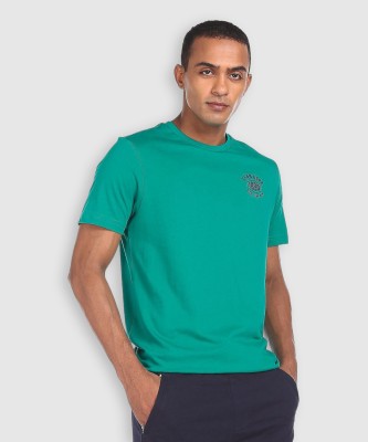 U.S. POLO ASSN. Solid Men Round Neck Green T-Shirt