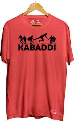 THE PRINT PLATTER Printed Men Round Neck Red T-Shirt