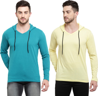 Tresna Trendy Solid Men Hooded Neck Multicolor T-Shirt
