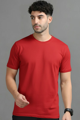 Jangoboy Solid Men Round Neck Dark Green T-Shirt
