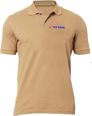 PrintHolic Printed Men Polo Neck Brown T-Shirt