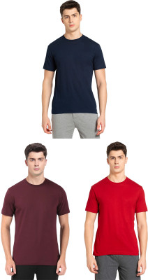 JOCKEY Solid Men Round Neck Dark Blue, Red, Maroon T-Shirt