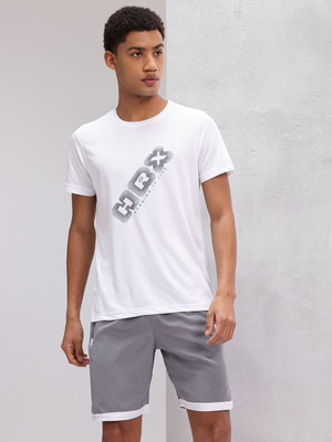 HRX by Hrithik Roshan Printed Men Round Neck White T-Shirt