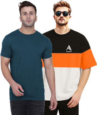 Kroptee Colorblock, Solid Men Round Neck Multicolor T-Shirt