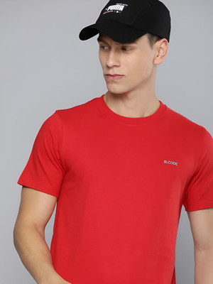 R.Code by The Roadster Life Co. Solid Men Round Neck Red T-Shirt