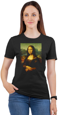 montae Printed Women Round Neck Black T-Shirt