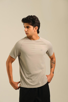 Sirtex Eazy Solid Men Round Neck Grey T-Shirt