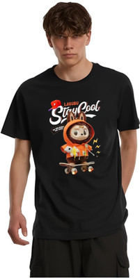 the only one Graphic Print Men Crew Neck Black T-Shirt
