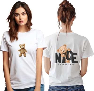 JEDFER Graphic Print Women Round Neck White T-Shirt