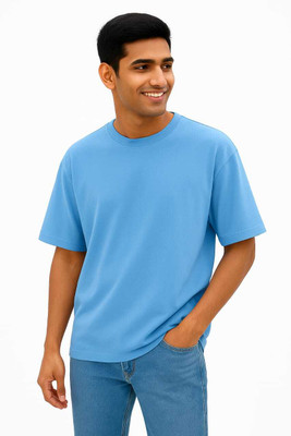 Choicexactly Solid Men Round Neck Reversible Light Blue T-Shirt