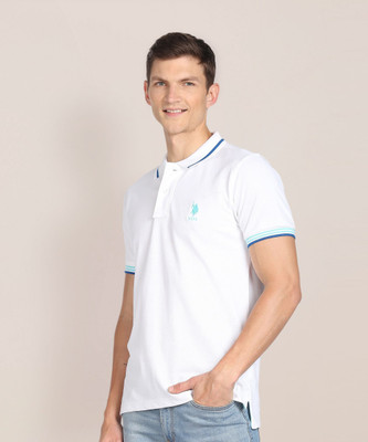 U.S. POLO ASSN. Solid Men Polo Neck White T-Shirt