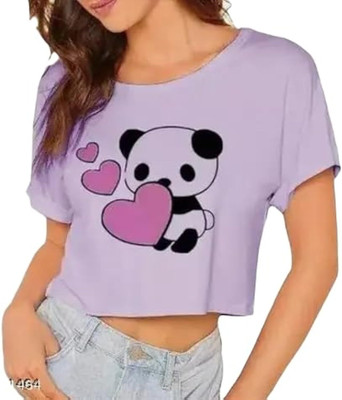 FENDURA Solid Women Round Neck Purple T-Shirt