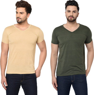 Tresna Fab Solid Men V Neck Multicolor T-Shirt