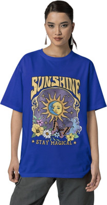 syom Abstract Women Round Neck Light Green T-Shirt