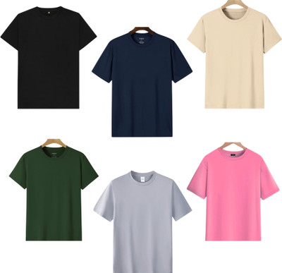 lalita creation Solid Men Round Neck Multicolor T-Shirt