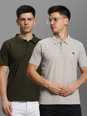 TIMBER HITCH Printed Men Polo Neck Grey, Green T-Shirt