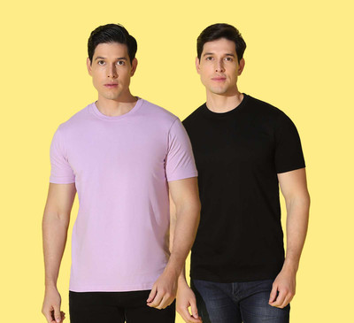 WOOSTRO Printed, Solid Men Round Neck Multicolor T-Shirt